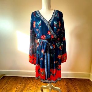 Flying Tomato navy and orange floral dress 2x